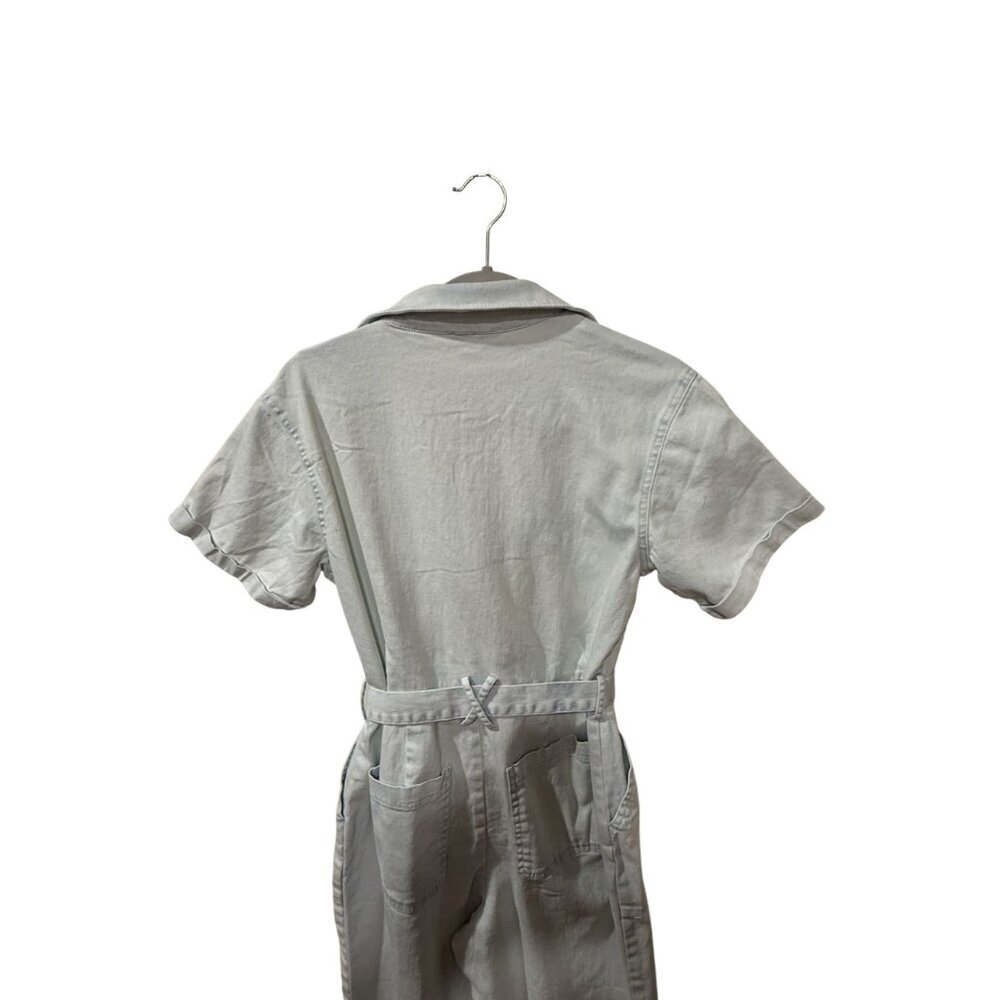 Womens Skies are Blue Light Wash Denim Utility Jumpsuit Belted Front Small - Picture 6 of 6